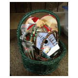 Mixed Holiday Decor Items in Baskets