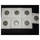(7) 'V' NICKELS