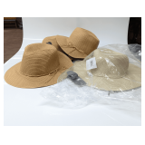3 Tan Straw Sun Hats