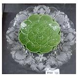 Franca Belo Portugal Majolica Ware Plates and Clear Glass Divided Serving Dish