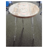 Round Accent Table with Floral Design