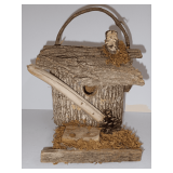 Rustic Wooden Birdhouse with Bark Accents