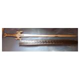 Ornate Eagle Hilt Stainless Steel Sword with Sheath-Blade Measurements in Photos