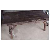 Rustic Style Table with Wood Plank Top and Branch Legs