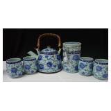 Vintage Ceramic Tea Set with Floral Design