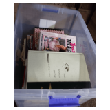 Box Lot of Assorted Books- Includes Lidded Tote