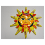 Hand-Painted Ceramic Sun Face Wall Decor Made in Spain