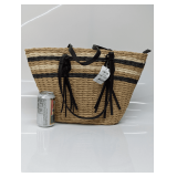 Straw Black Stripe Tote Bag