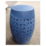 Blue Metal Accent Table with Pierced Design