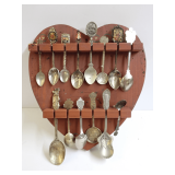 Souvenir Spoon Collection with Display Rack