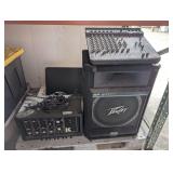 PA SOUND EQUIPMENT INCLUDING PEAVEY 5XT SPEAKER, KUSTOM PA-10, JBL MIXER, AND MORE