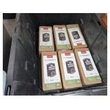 STORAGE TUB FILLED WITH 12 KWIKSET HOME CONNECT 620 KEYPAD CONNECTED SMART LOCKS IN ORIGINAL BOXES