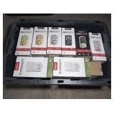 TUB FILLED WITH 24 KWIKSET DEADBOLT LOCKS IN ORIGINAL BOXES, ALL OR MOSTLY DIGITAL HOME CONNECT, ASSORTED STYLES AND COLORS