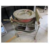 WALL MOUNT AIR HOSE AND REEL PLUS THREE-TIER ROLLING CART AND PARTS ORGANIZER
