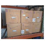 SIX LARGE BOXES FILLED WITH PLASTIC SPOONS AND FORKS