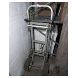 HEAVY DUTY HAND TRUCK WITH PULL OUT LEANING SUPPORT BAR ON CASTERS