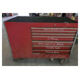 VERY LARGE VERY HEAVY ROLLING TOOL CABINET WITH BOTH SIDE AND FRONT DRAWERS, INCLUDES CONTENTS