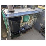 DOUBLE TIER RESTAURANT STAINLESS ROLLING PREP TABLE / CART AND CONTENTS