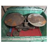 ANTIQUE DETECTO SCALES (NEW YORK, NY) AND FLIP TOP STORAGE TUB