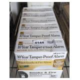 SIX PACK OF USI ELECTRIC 10-YEAR TAMPER-PROOF 2-IN-1 SMOKE AND FIRE ALARMS IN ORIGINAL BOXES