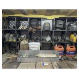 EVERYTHING ON TOP OF TABLE MARKED 1222 INCLUDING WELDING SUPPLIES, CUTTING TORCH SUPPLIES, WELDING RODS, WELDING WIRE, TIE DOWN STRAPS, TOOLS, AND MORE