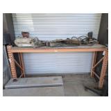 PALLET RACKING SHELF AND CONTENTS INCLUDING 12 VOLT LIQUID PUMPS WITH DISPENSERS