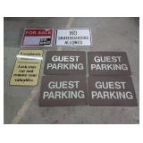 SIGNS INCLUDING DOUBLE-SIDED VISITOR PARKING/GUEST PARKING, ALSO INCLUDES FACTORY SEALED CORRUGATED FOR SALE SIGNS