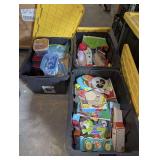THREE STACKING TUBS AND CONTENTS INCLUDING TODDLER TOYS, CHILDREN