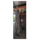ALL GALVANIZED METAL AND PLASTIC ELECTRICAL CONDUIT TUBING AND OTHER TALL ITEMS IN PALLET RACKING CORNER MARKED 4153