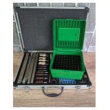 SUPER NICE UNUSED GUN CLEANING KIT IN METAL CASE AND CASE-GARD R 100 AMMO BOX