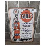 METAL REPRODUCTION GULF NO-NOX GASOLINE SIGN