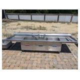 RESTAURANT TRIPLE BASIN STAINLESS SINK, LEGS INCLUDED