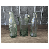COKE BOTTLES AND GLASS
