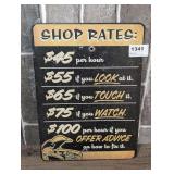 METAL SHOP RATES SIGN
