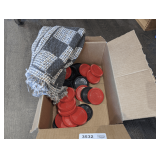 BRAIDED FABRIC CHECKERS MAT AND GIANT CHECKERS PIECES