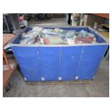 LARGE DANDUX GLOSSTEX COMMERCIAL LAUNDRY CART FILLED WITH DISASTER RELIEF HYGIENE KITS