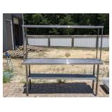 RESTAURANT STAINLESS PREP TABLE WITH HIGH SHELF