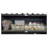 CONTENTS OF SHELF MARKED 1022 INCLUDING HARDWARE, FURNITURE SLIDERS, AND MORE