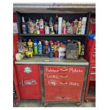ROLLING TOOL CABINET AND OPEN SHELF PLUS ALL REMAINING CONTENTS