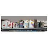 MILITARY AMMO BOXES, INSECT KILLER, MOTOR OIL, AND MORE IN TOP SHELF SECTION MARKED 1041
