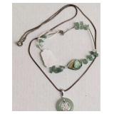Sterling Silver & Jade Necklace and Bracelet