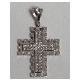 Large CZ Cross Pendant Marked 925
