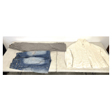 South Pole jeans/jean shorts, size 20 and 18 respectively, also includes a St. John's Bay sweater, size L, see pictures for details.