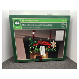 Holiday time merry Christmas with snowflake lighted decoration, 44', comes in original box, working condition unknown, see pictures for details.