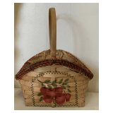 NICE HANDMADE HAND PAINTED APPLE BASKET 11 1/2' LONG X 8 1/2' WIDE X 13' TALL