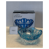 NEW TURQUOISE & CLEAR CRYSTAL ACCENT BOWL BY STUDIO CRYSTAL 5' ROUND