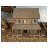 VINTAGE HANDMADE FARMHOUSE/DOLLHOUSE 22 1/2' WIDE X 18' DEEP X 18' TALL