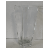 VINTAGE TALL HEAVY SQUARE TOP VASE 4 1/4' X 4 1/4' X 11 1/2' TALL