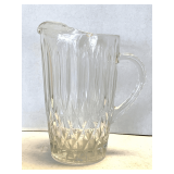 VINTAGE HEAVY INDIANA GLASS DIAMOND POINT WATER PITCHER 9' TALL