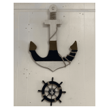 NAUTICAL WALL DECOR TO INCLUDE ANCHOR & WHEEL 25' TALL X 18' WIDE X 10 1/2' ROUND